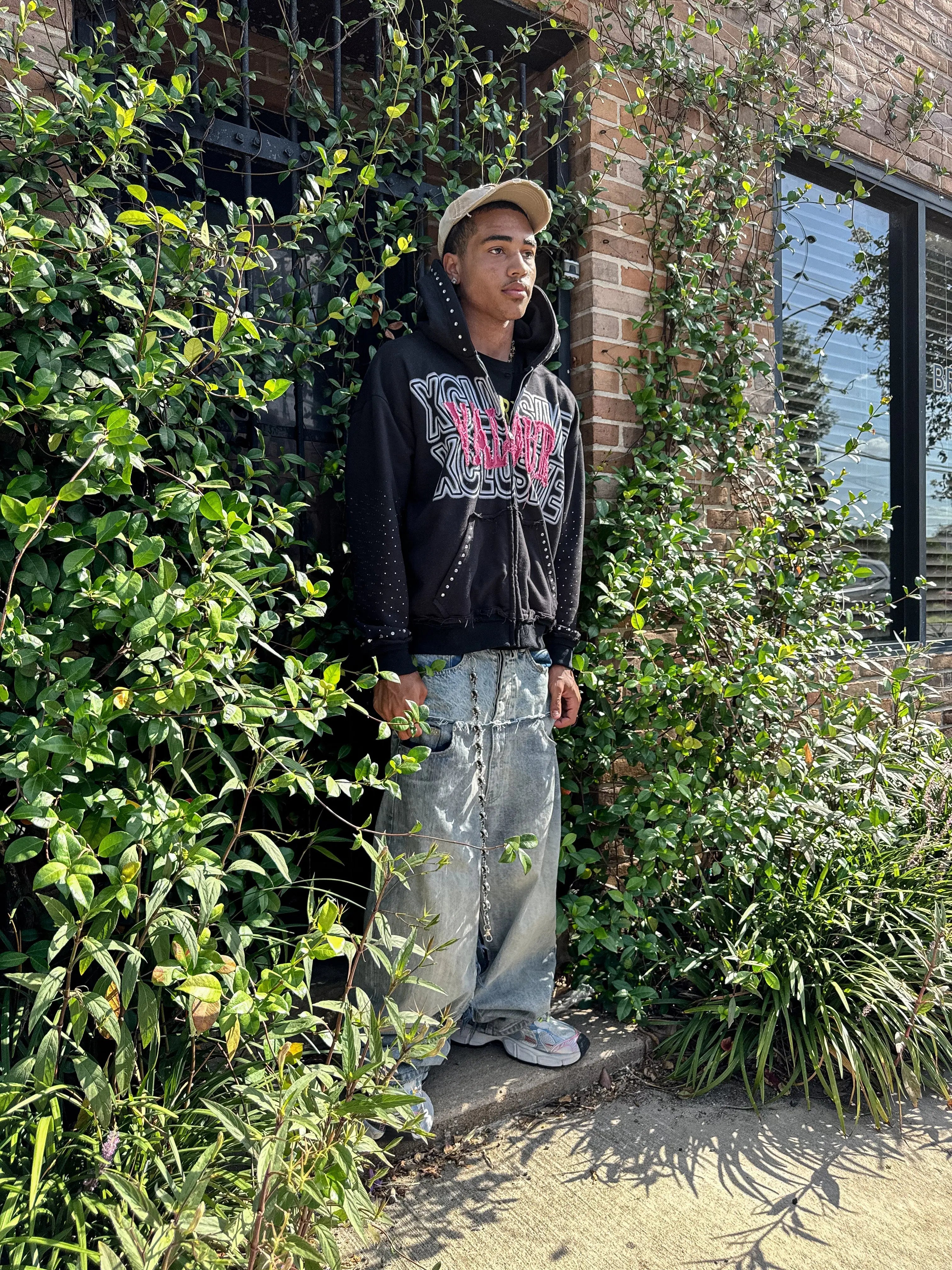 "CHARCOAL BLACK" RHINESTONE HOODIE My Store