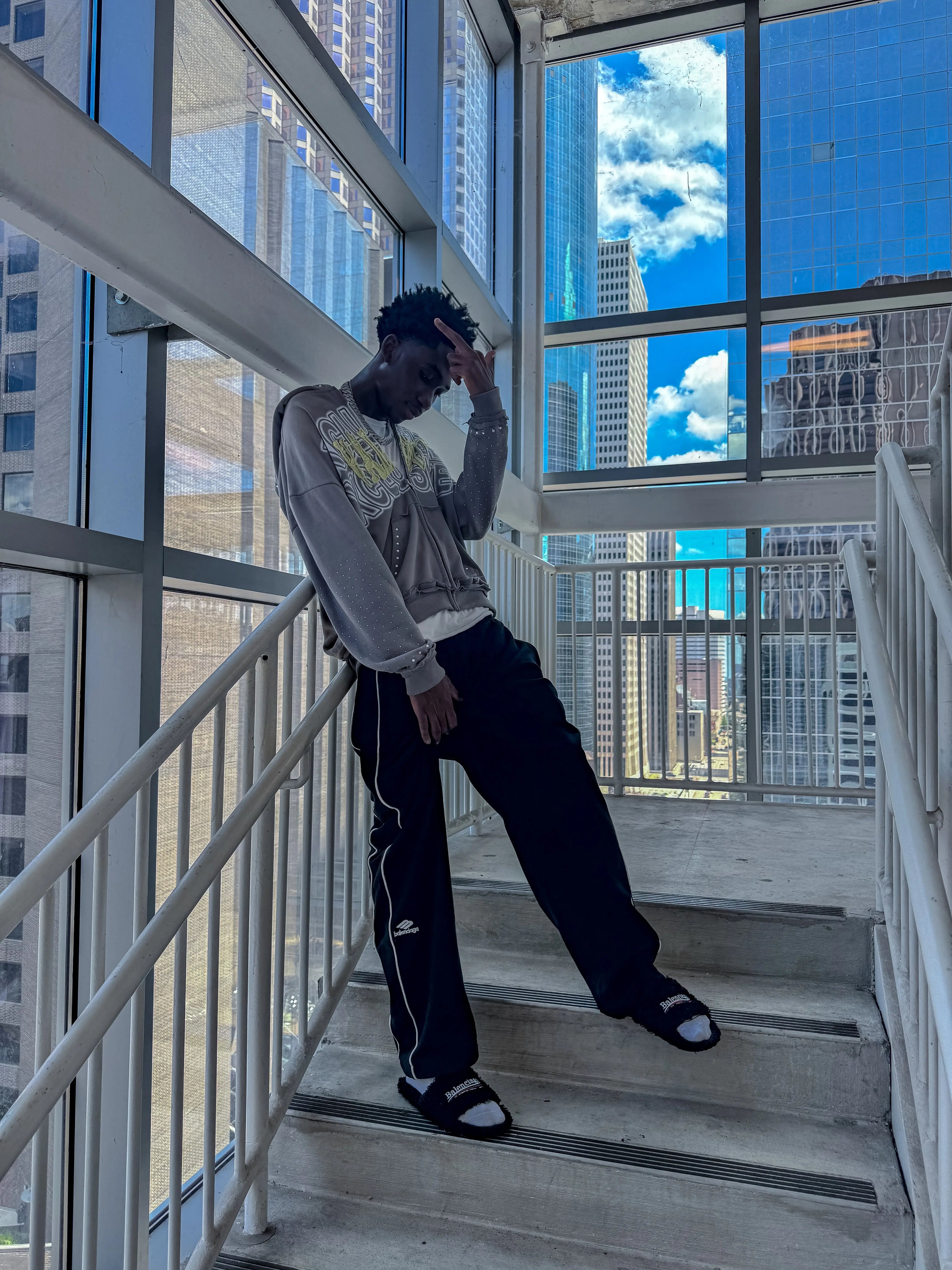 "SMOKE GREY" RHINESTONE HOODIE My Store