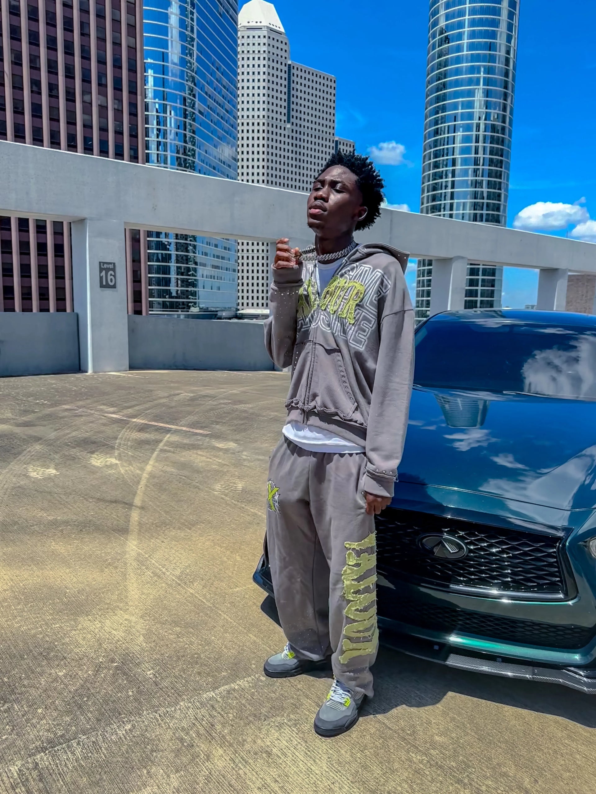 "SMOKE GREY" RHINESTONE HOODIE My Store