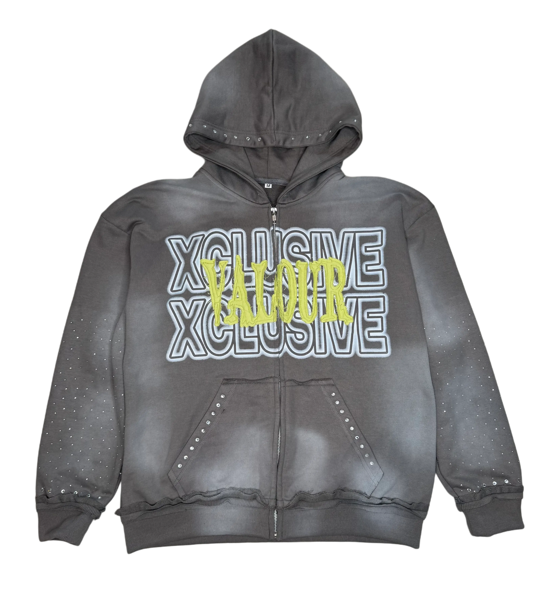"SMOKE GREY" RHINESTONE HOODIE My Store