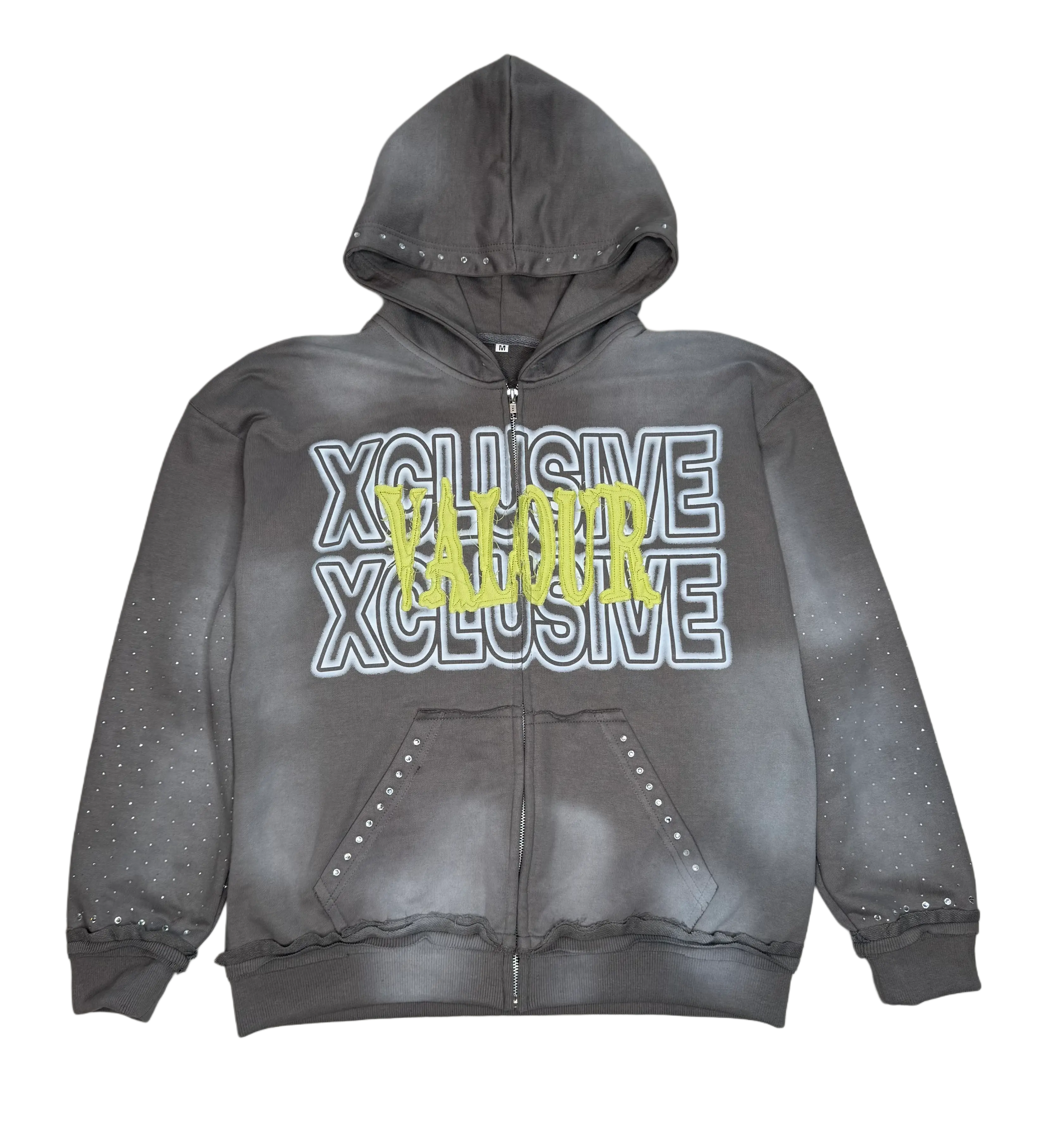 "SMOKE GREY" RHINESTONE HOODIE My Store