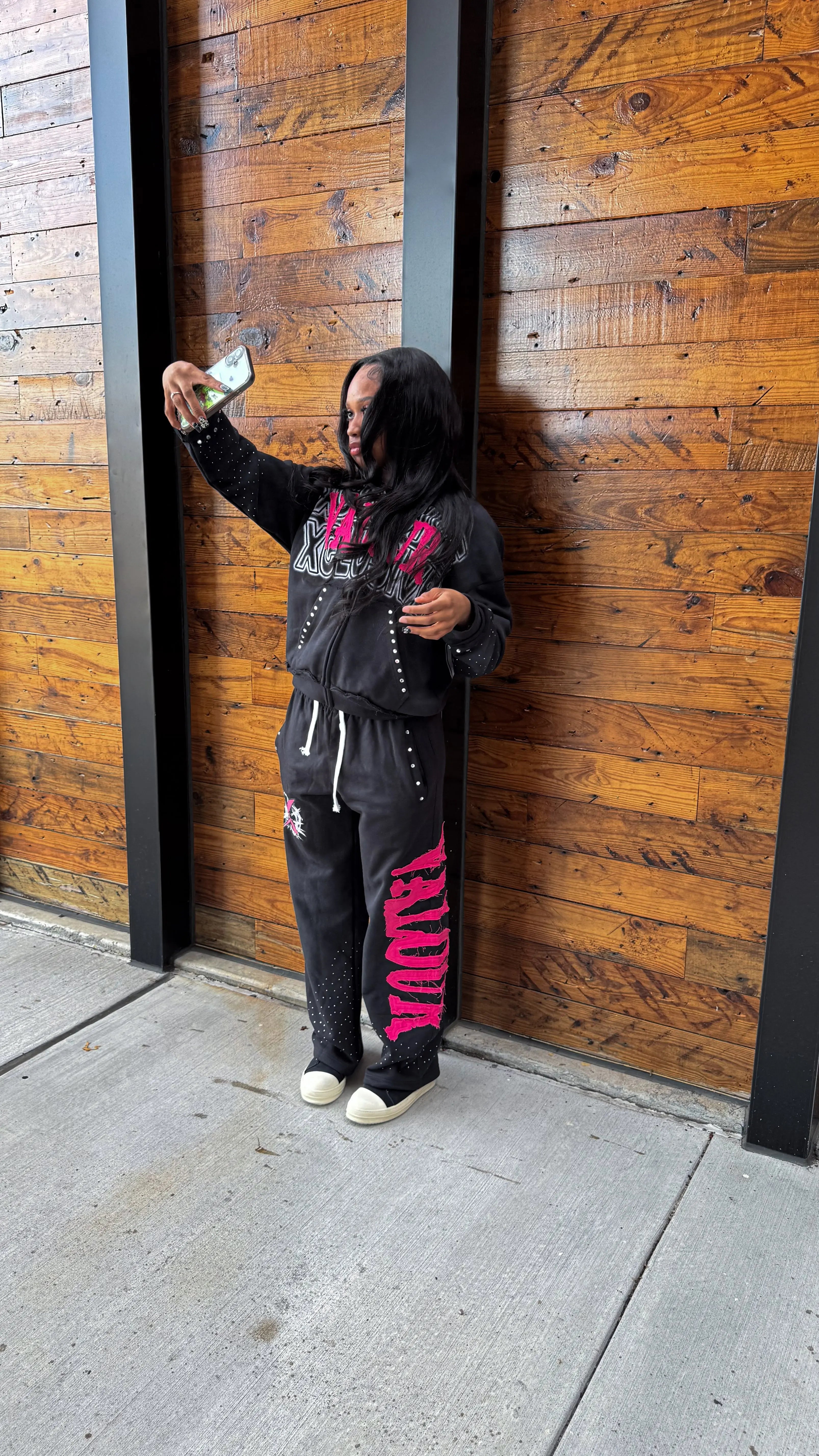 "CHARCOAL BLACK" RHINESTONE SWEATPANTS Xclusive Valour