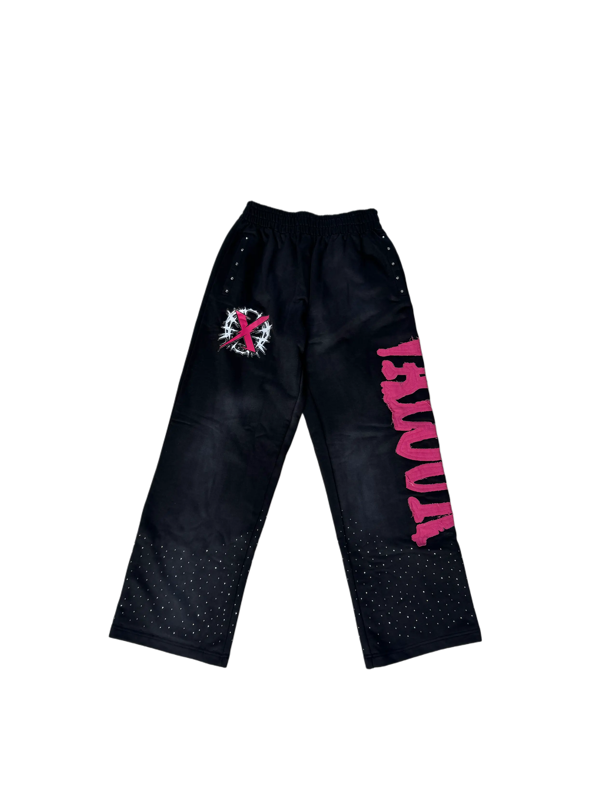 "CHARCOAL BLACK" RHINESTONE SWEATPANTS Xclusive Valour