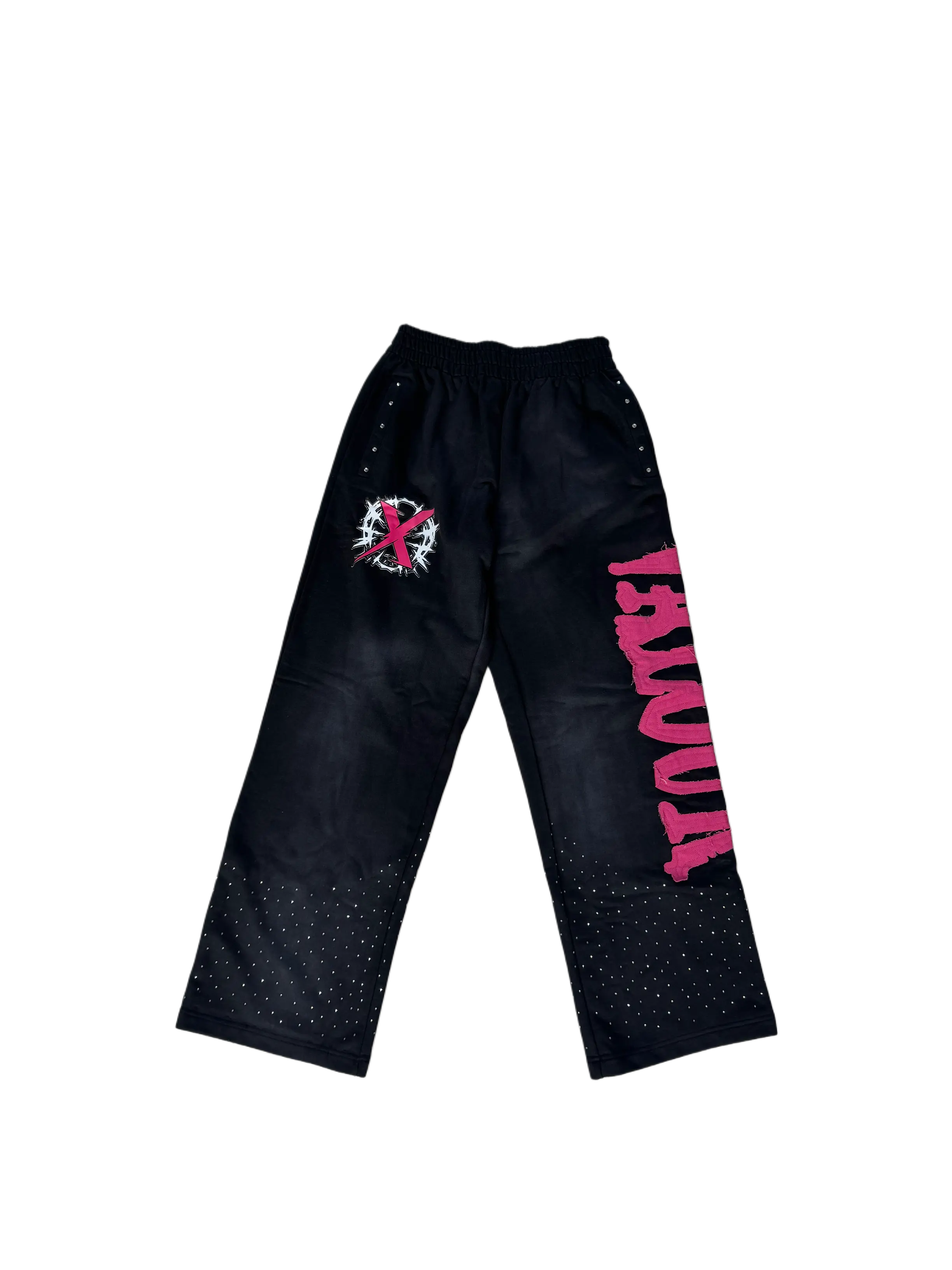"CHARCOAL BLACK" RHINESTONE SWEATPANTS Xclusive Valour