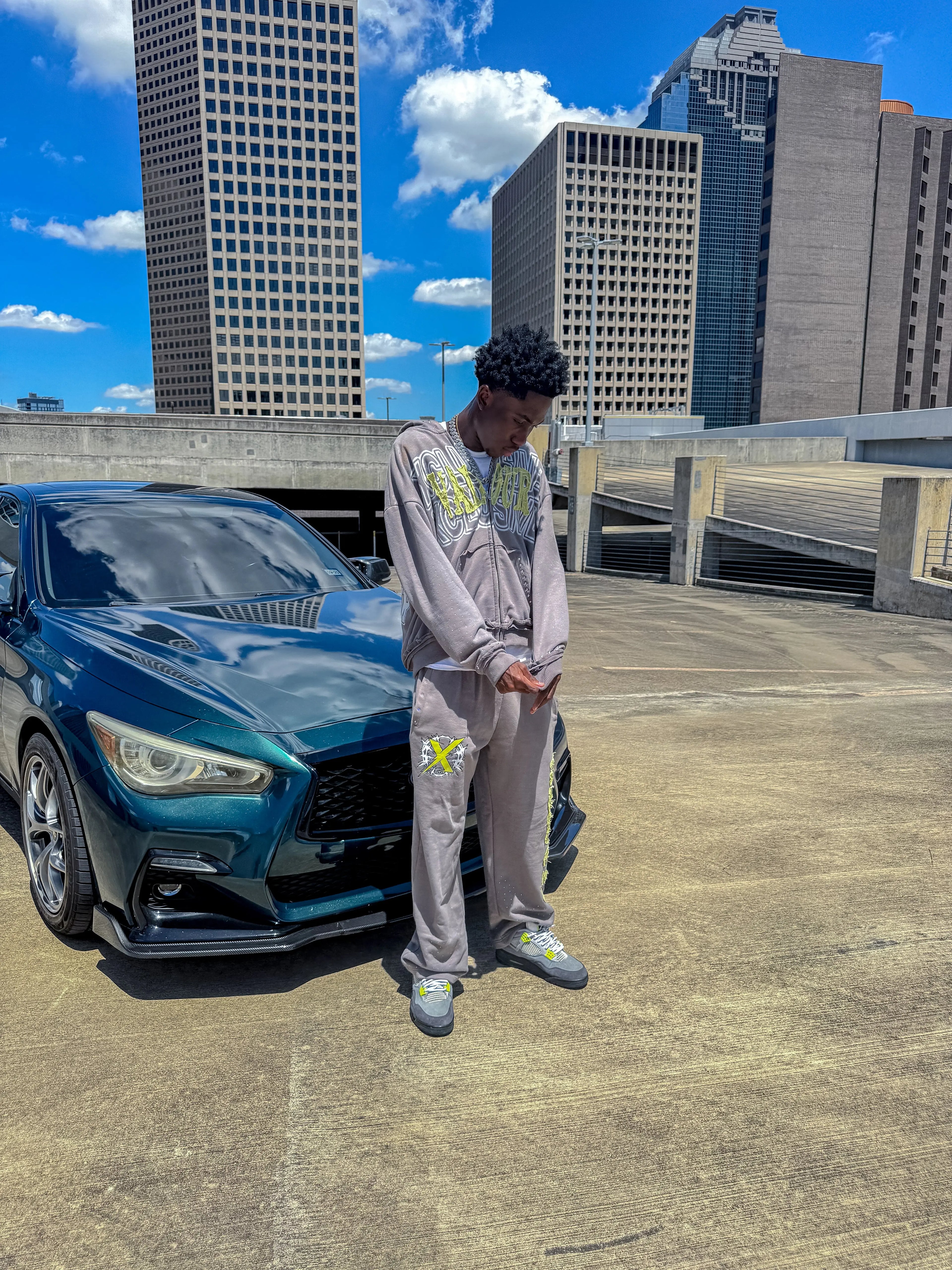 "SMOKE GREY" RHINESTONE HOODIE My Store