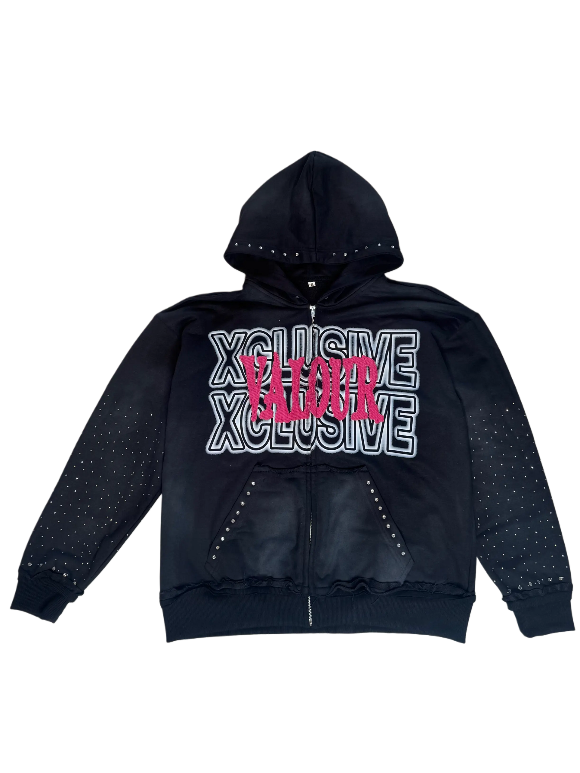 "CHARCOAL BLACK" RHINESTONE HOODIE My Store