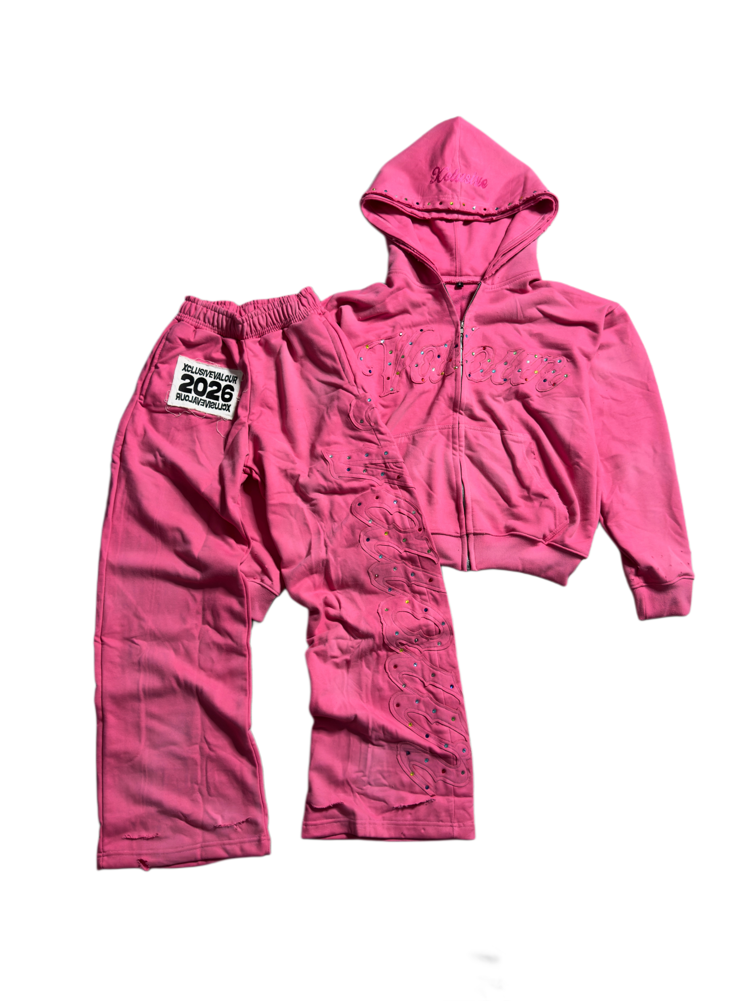 Pink Paradise” Gemstone Sweatpants Xclusive Valour