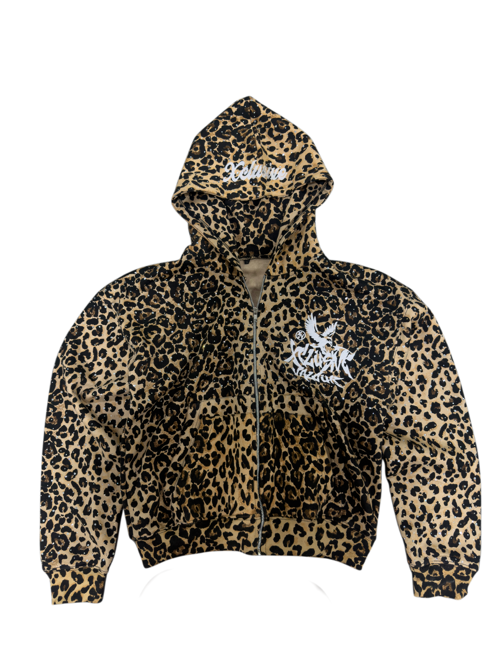 “EXOTIC PRINT” RHINESTONE ZIP UP